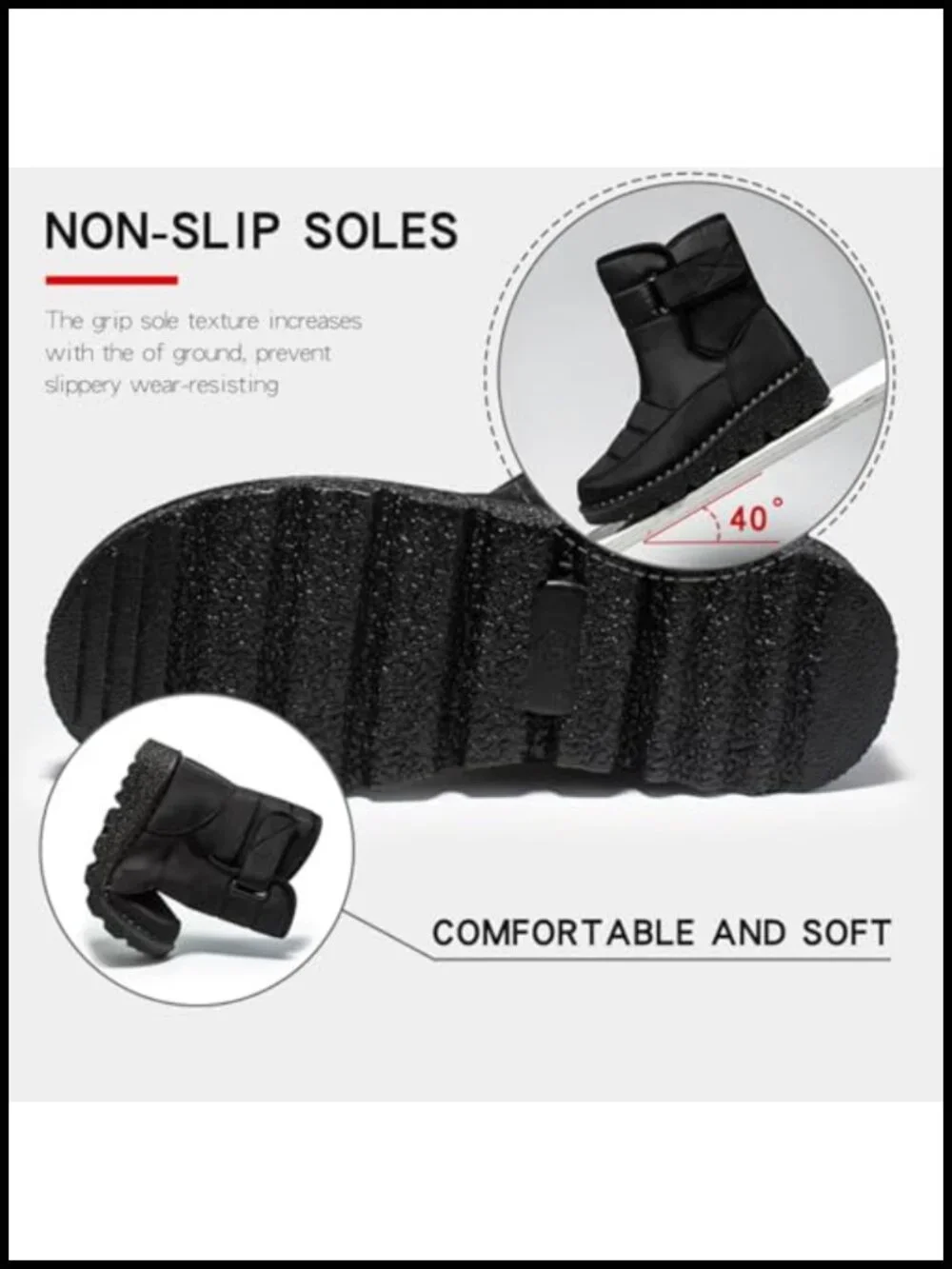 Women's Waterproof Snow Boots with Hook and Loop Round Toe Plush Lining Slip-On